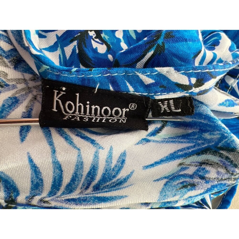 Kohinoor Fashion Halter Maxi Dress Size Xl Sleeveless Tropical Print Blue Beach View 3